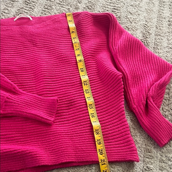 By Anthropologie Ribbed Pullover Pink Wide Neck Sweater Small - Picture 12 of 14